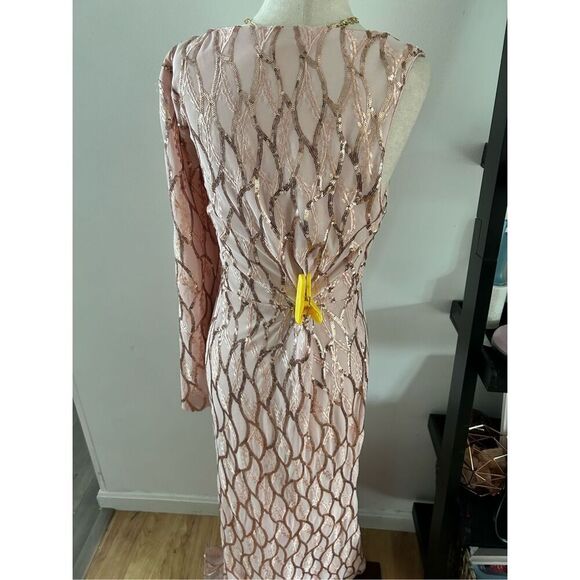 Lulus pink long sleeve sparkley fancy dress size large - Picture 4 of 6